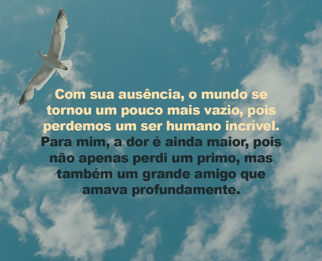 Com sua ausência, o mundo se tornou um pouco mais vazio pois perdemos um ser humano incrível