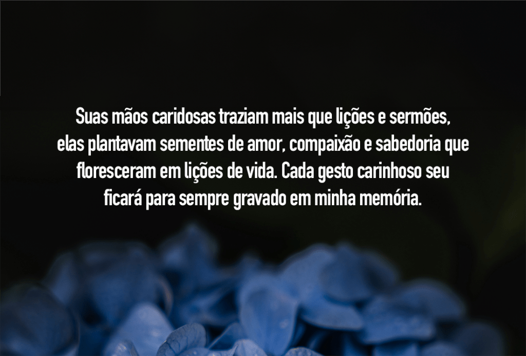 Suas mãos caridosas traziam mais que lições e sermões