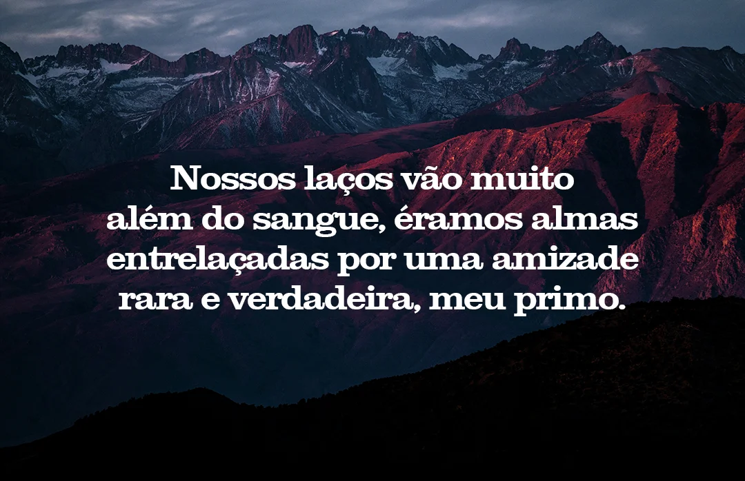Nossos laços vão muito além do sangue, éramos almas entrelaçadas por uma amizade rara e verdadeira, meu primo