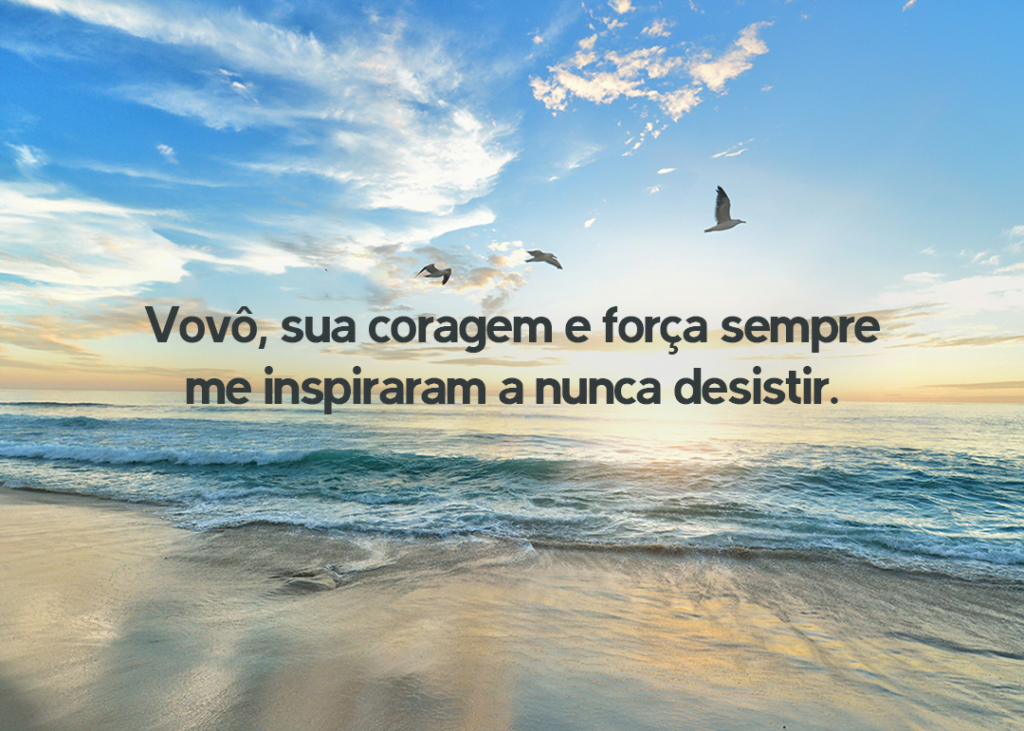 Vovô, sua coragem e força sempre me inspiraram a nunca desistir