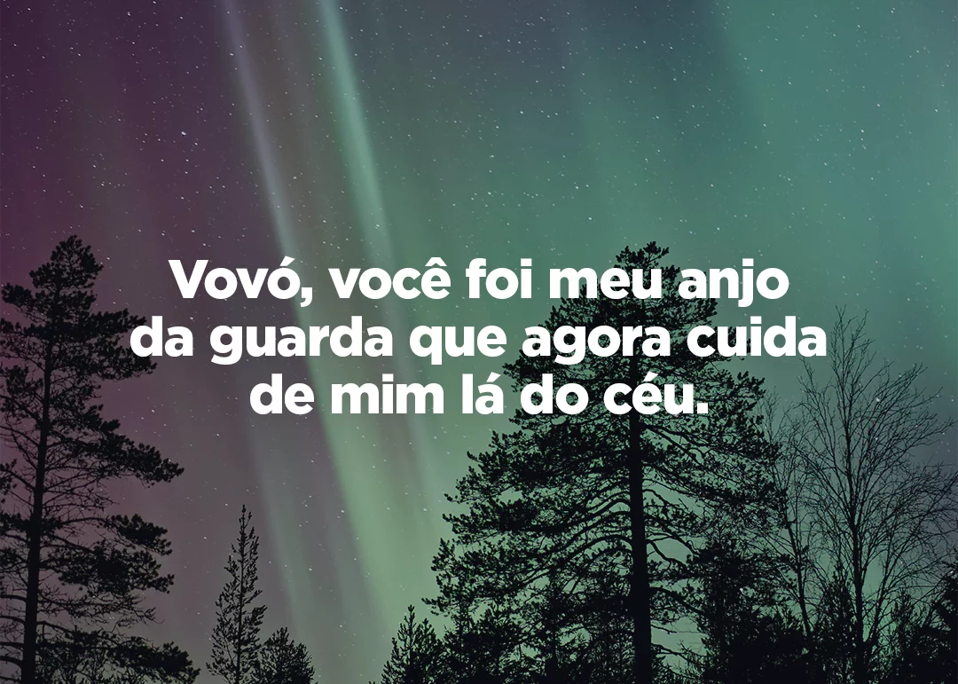 Vovó, você foi meu anjo da guarda que agora cuida de mim lá do céu