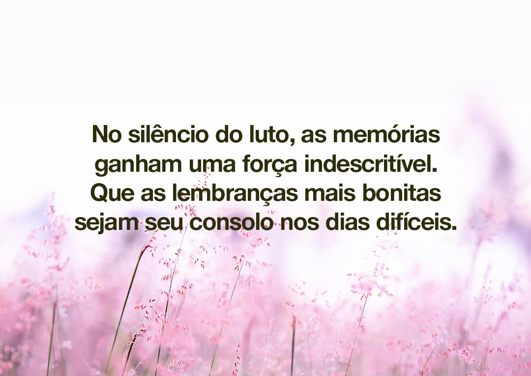 No silêncio do luto, as memórias ganham uma força indescritível. Que as lembranças mais bonitas