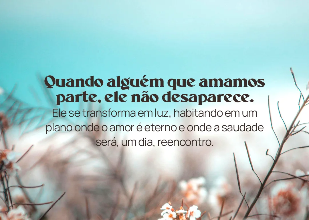 Quando alguém que amamos parte, ele não desaparece. Ele se transforma em luz