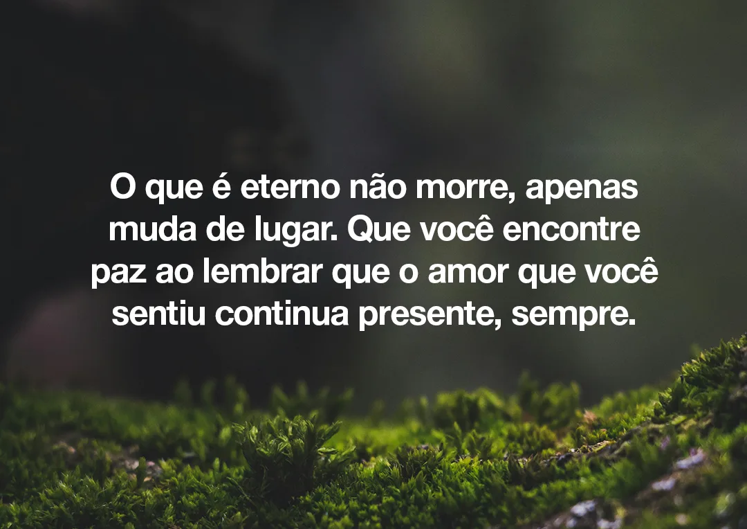 O que é eterno não morre, apenas muda de lugar. Que você encontre paz ao lembrar que o amor