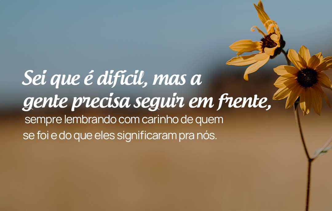 Sei que é difícil, mas a gente precisa seguir em frente, sempre lembrando com carinho