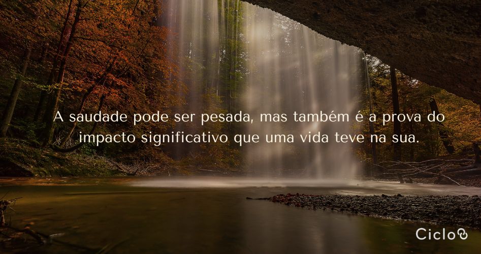 A saudade pode ser pesada, mas também é a prova do impacto significativo que uma vida teve na sua.
