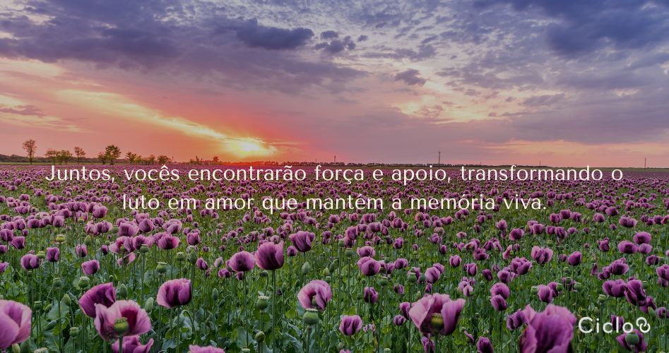 Juntos, vocês encontrarão força e apoio, transformando o luto em amor que mantém a memória viva.