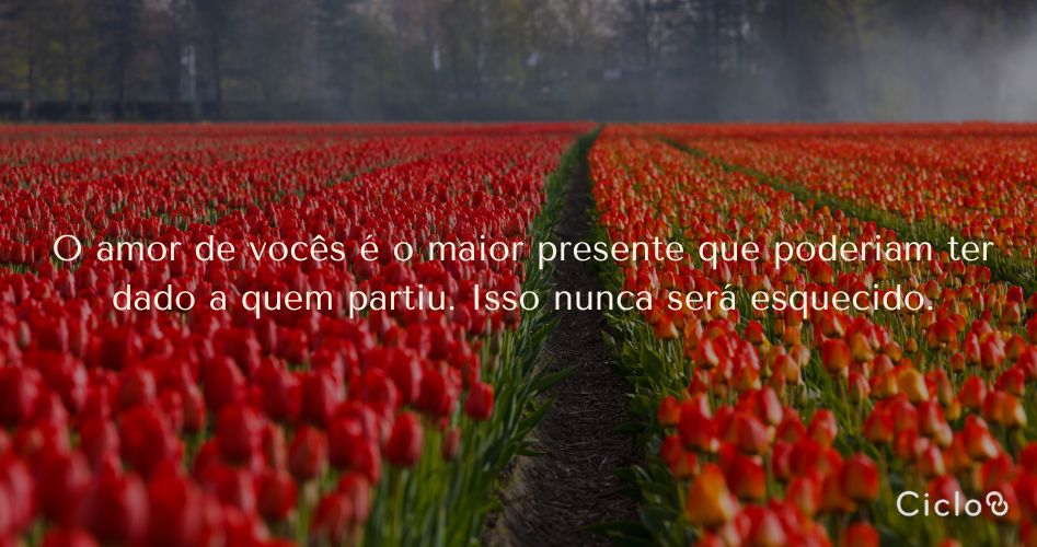 O amor de vocês é o maior presente que poderiam ter dado a quem partiu. Isso nunca será esquecido.