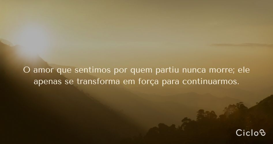 O amor que sentimos por quem partiu nunca morre; ele apenas se transforma em força para continuarmos.